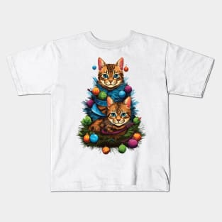 Cat Christmas Tree Kids T-Shirt